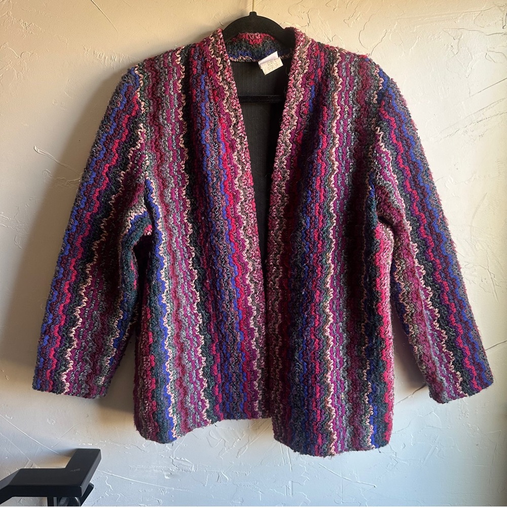 Vintage Graff Californiawear Textured Knit Jacket Boho Artsy‎ Grandma Eclectic L
